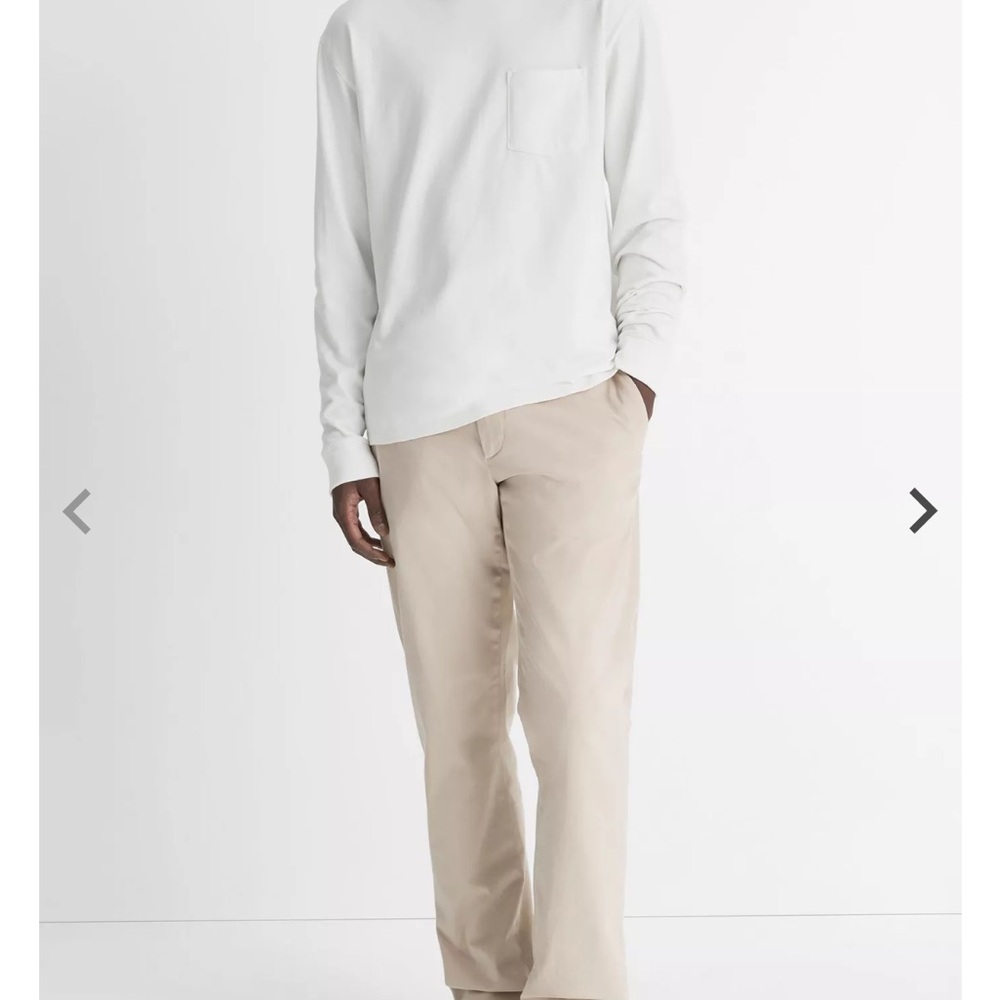 NWT VINCE Men’s Sueded Jersey Long-Sleeve Pocket T-Shirt Off-White Cotton L